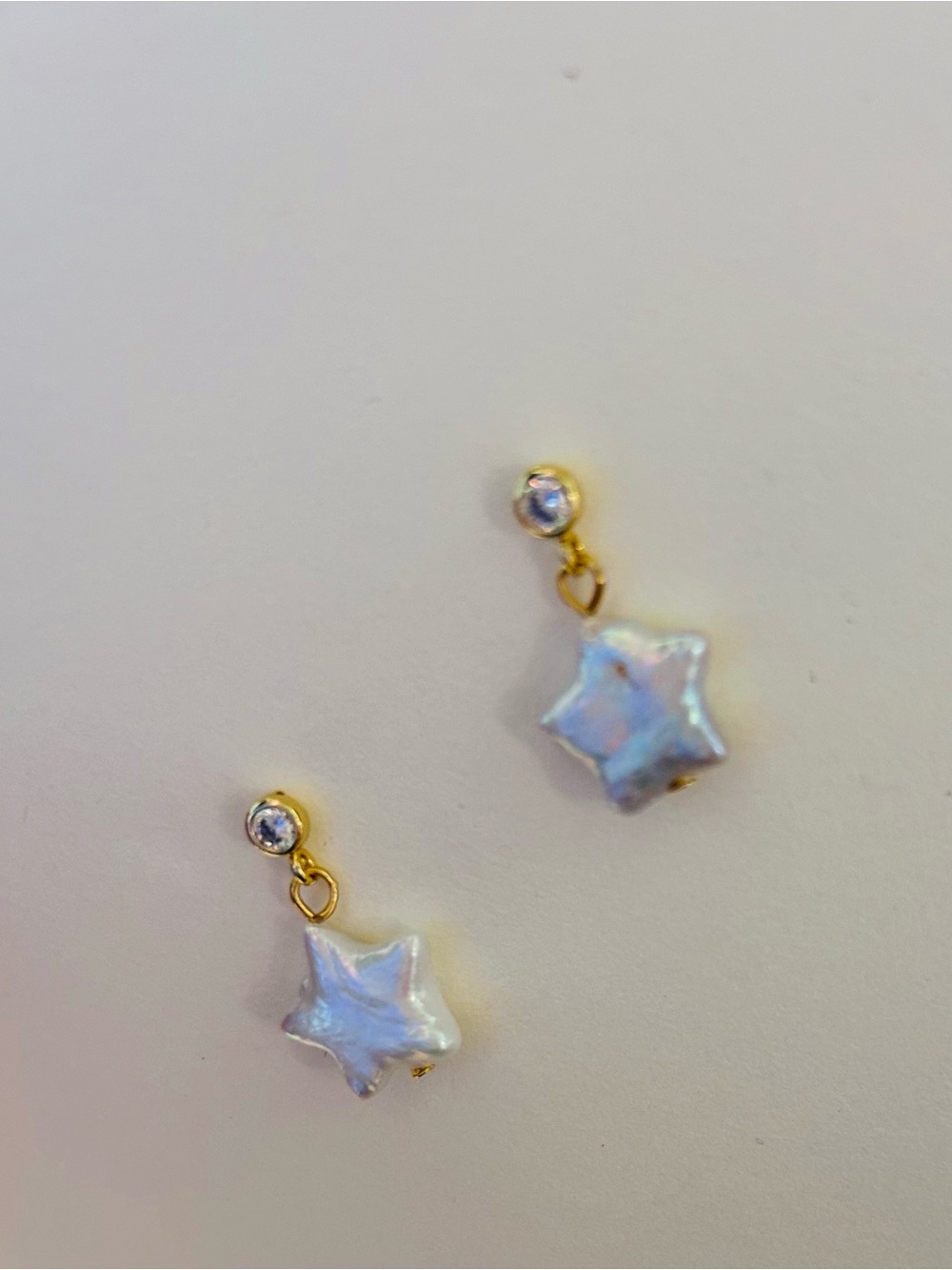 Freshwater pearl Iridescent White Star Drop